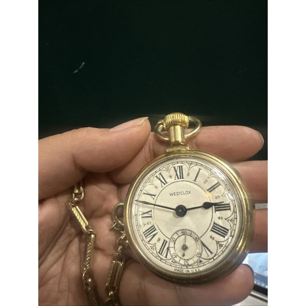 Working Vintage WESTCLOX Train Pocket Unisex Watch RUNS AND KEEPS TIME 50mm
